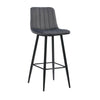 Set of 2 Breakfast Bar Stools Velvet Padded Seat Kitchen Pub Bar Chair Grey Blue