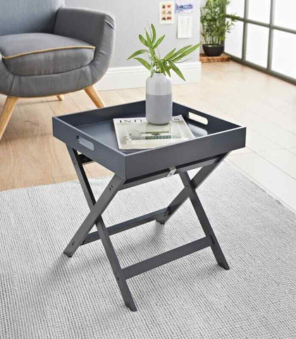 New Bjorn Folding Tray Table Easily Convert From Coffee Table To Lap Tray / Grey