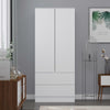 Modern Scandinavian Style Storage 2 Door 2 Drawer Combination Wardrobe White