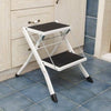 Heavy Duty Folding 2 Step Ladder Stool Steel Frame Ladder Anti-Slip Mat Kitchen
