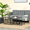 Set of 3 Nesting Coffee Tables Square End Tables w/ Metal Frame, Grey