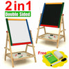 Wooden 2 in 1 Kids Easel Chalk Drawing Board Blackboard and Whiteboard Children