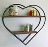 Heart Shaped Metal & Wood Wall Hanging Shelf Unit Rustic Home Decor Display