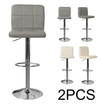 2x Breakfast Bar Stools Cushioned Seat Swivel Gas Lift Foot Rest Kitchen Counter