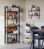 Tall Industrial Bookcase Vintage Display Unit Rustic Slim Storage Shelf Cabinet