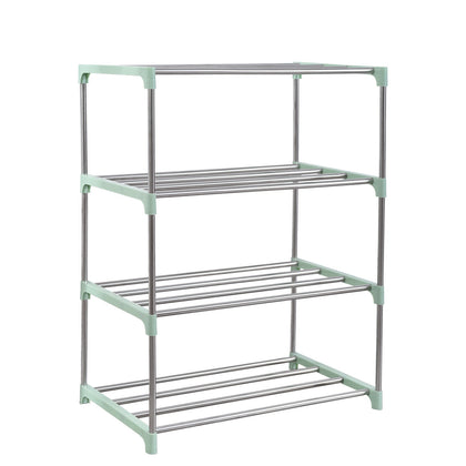 3 4 Tier Metal Shoe Rack Organiser Stainless Steel Stand Storage Shoe Racks
