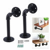 2PCS Pipe Shelf Brackets Industrial Iron Rustic Shelves Wall Floating Supports