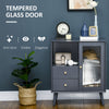 Modern Bedside Table Storage Cabinet with 2 Drawers, Adjustable Shelf, Grey