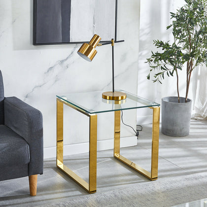 Modern Gold High Gloss Glass Table Side Table Coffee Table Display Chorme Legs