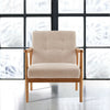 Mid-Century Modern Accent Armchair Solid Hardwood Upholstered Linen Lounge Chair
