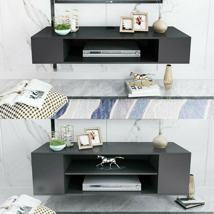 1/2 Tiers Floating Wall Mount TV Stand Shelf Entertainment Console DVD Unit UK