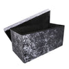 Crushed Velvet Diamante Ottoman Storage Box Folding Seat Foot Stool Large Bench