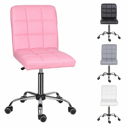 Desk Computer Chair PU Leather Padded Chrome Base Adjustable Height Swivel Chair