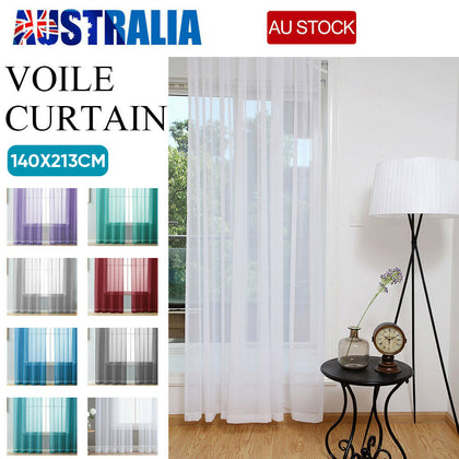 1/2X Rod Pocket Sheer Curtain Organza Voile Curtain Window Drape 4 Sizes 3Colors