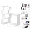 Mondeer L Shaped Computer Desk Corner Desk 360 Degree Rotatable Shelve White