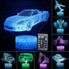 3D Illusion Car LED Night Light 16 Color Touch/Remote Table Desk Lamp Kids Gifts