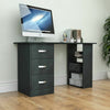 Mason Computer Desk 3 Drawer 3 Shelf Laptop PC Home Office Study Table Black