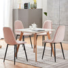 4Pcs Argyle Velvet Dining Chairs Metal Leg Side Chair Fabric Upholstered Kitchen