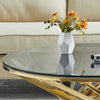 Round Glass Coffee Table Side Tables Gold Stainless Steel Legs Sofa Living Room