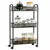 3 Tier Rolling Storage Trolley Utility Cart Kitchen Carts Mesh Basket W/ Wheels