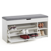 Mondeer Shoe Bench with Seat Storage and Flip-up Drawer Wooden Industrial White