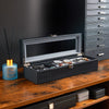 Mondeer Watch Box 6 Slots Watch Display Organizer w/ Glass Lid Black PU Leather