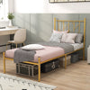 3FT Single Metal Bed Frame Heavy-duty Slatted Platform Bed with Headboard