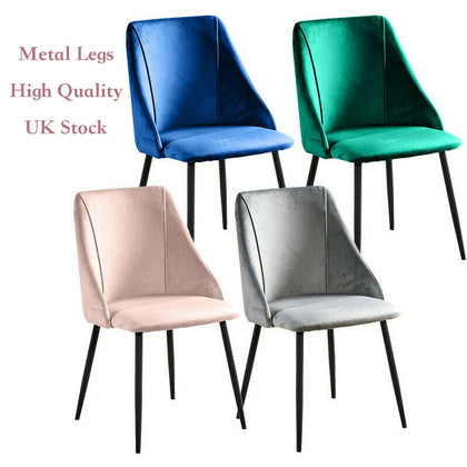 Set of 2 Velvet Padded Dining Chairs Living Room Chairs with Metal Legs Counter