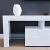 Modern TV Stand 2 Drawers Storage High Gloss Cabinet Sideboard RGB LED Light