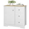 White Sideboard Wooden Cabinet with 3 Drawers 1 Door for Livingroom Kitchen