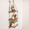 Hanging Rope Shelf 3 Wooden Shelves Home Decor Floating Display Storage Unit