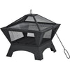 OUTDOOR GARDEN FIRE PIT FIREPIT BRAZIER SQUARE STOVE PATIO HEATER WITH BBQ GRILL
