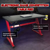 Spacious Gaming Desk Home Racing w/ Steel Frame Cup Headphone Holder Hook Red PC