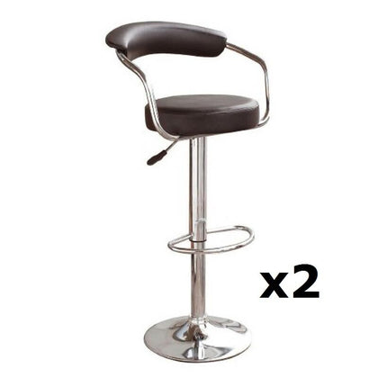 2 X BLACK Chrome Bar stool Swivel Broadway Breakfast Kitchen barstool (X2) T305G