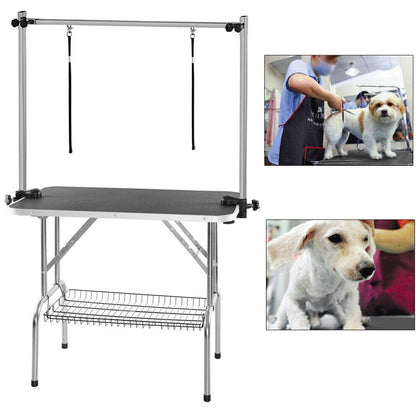 Foldable Grooming Table with H-Frame Slings 36inch Pet Cat Dog Bathing Trimming