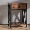 Retro Rustic Chic Side Table Industrial Nightstand Storage Drawer Shelf X Design