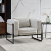 Cream Faux Leather 1-Seater Sofa Metal Leg Soft Seat Living Room Modern Armchair