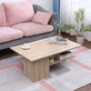 Light Brown Coffee Table Oak Effect Magazine Book Storage Shelf Low Unit Beige