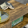 Coffee Table Wood Finish Metal Frame Sofa Table with Drawer & Shelf Brown