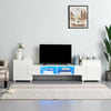 Modern Large TV Unit Stand Cabinet White Matt Body and High Gloss Doors FREE LED