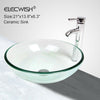 Bathroom Basin Sink Wash Bowl Vessel Countertop Faucet Taps Set Glass& Ceramic