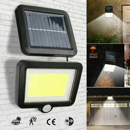 100 LED Solar Powered PIR Motion Sensor Garden Wall Light Security Flood Lights