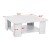 2 Tier Coffee End/Side Table Modern White Design with Storage Shelf Living Room