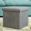Grey Folding Storage Ottoman Pouffe Makeup Seat Foot Stool Storage Box FootStool