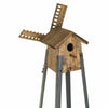 Wooden Windmill Garden Planter Rustic Wood Finish & Rotating Sails Outdoor Stand