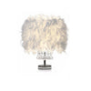 White Feather Shade Table Bedside Desk Lamp Night Light Lampshade Modern Lighted