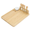 Large Natural Bamboo Cheese Board Set includes 4 Cheese Knives Cutting & Serving