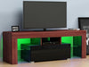 Modern TV Stand Cabinet Unit 1 Drawer Black High Gloss Door Walnut Living Room
