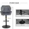 Set Of 2 Luxurious Velvet-Touch Bar Stools Metal Frame Footrest Base Grey