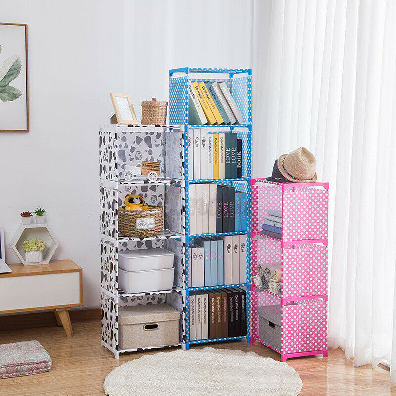 Interlocking 4/5 Tiers Bookcase Shelving Tubes Bookcase Display Shelvi ...